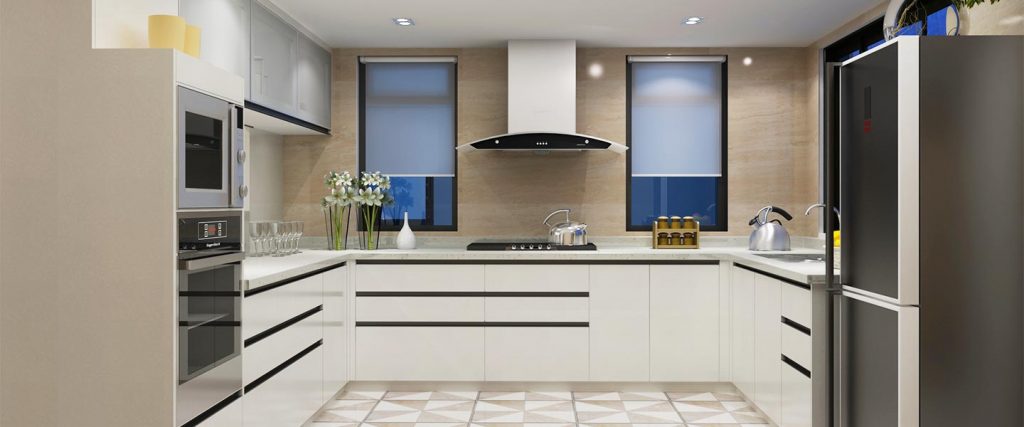 PVC modern white high gloss kitchen cabinets