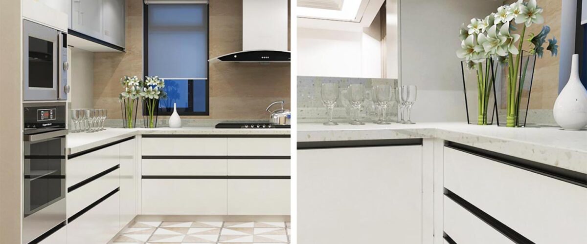 PVC modern white high gloss kitchen cabinets