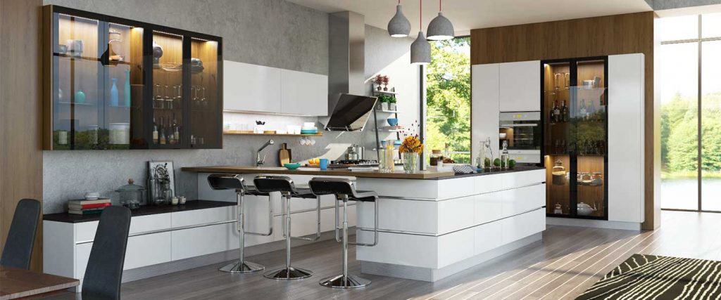White Lacquer High Gloss Kitchen Cabinets