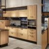 Natural wood kitchen cabinets