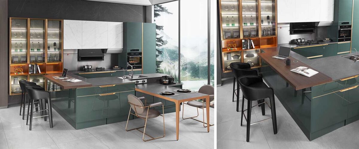 Dark green is the mainstream color kitchen