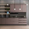 gold and silver gray metallic-looking kitchen - simple cabinet doors