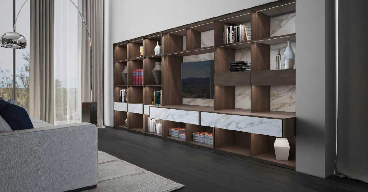 TV unit with open shelves